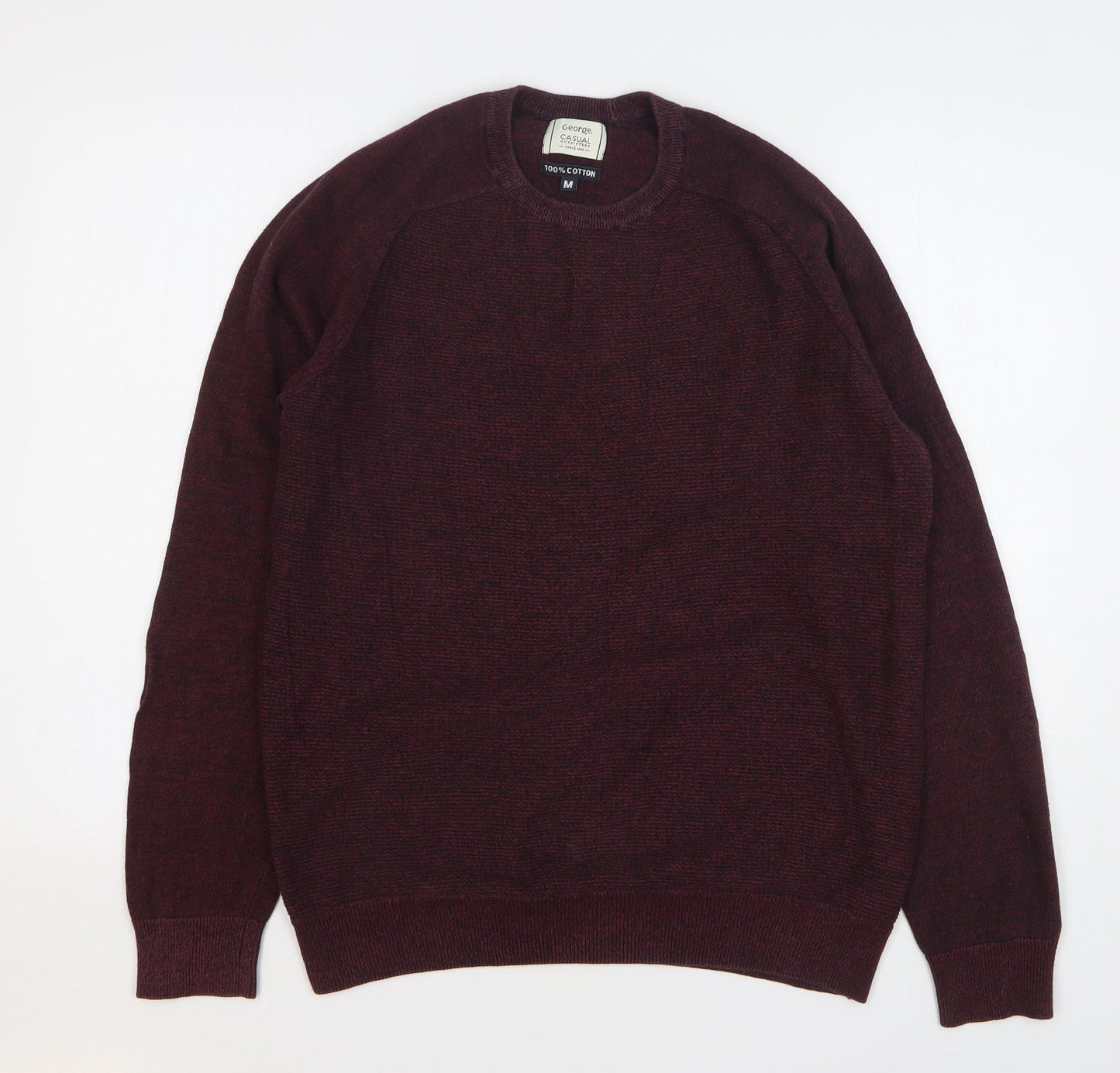 George Mens Purple Round Neck Cotton Pullover Jumper Size M