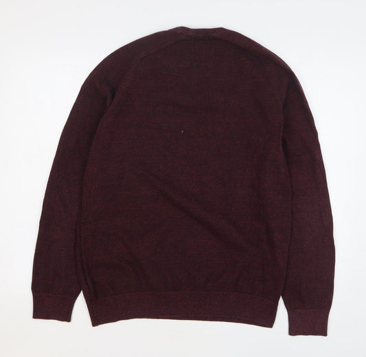 George Mens Purple Round Neck Cotton Pullover Jumper Size M