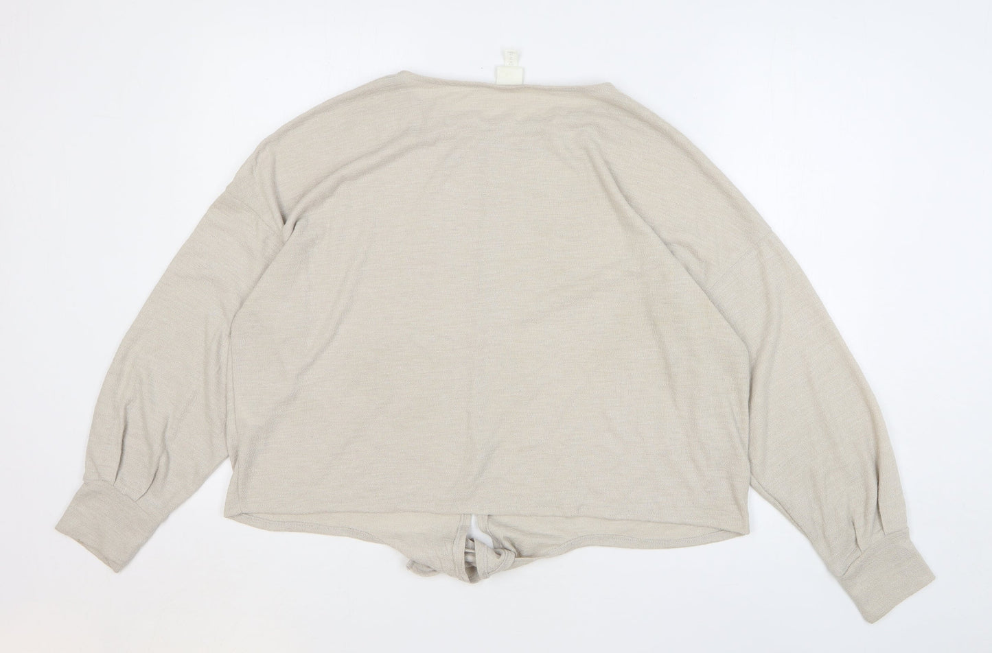 H&M Womens Beige Round Neck Polyester Pullover Jumper Size M - Front Knot