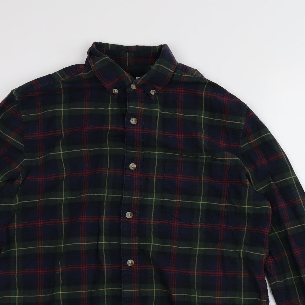 Topman Mens Multicoloured Plaid Cotton Button-Up Size S Collared Button