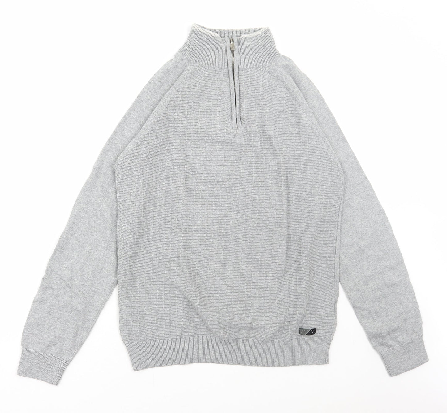 Broken Standards Mens Grey High Neck Cotton Pullover Jumper Size M