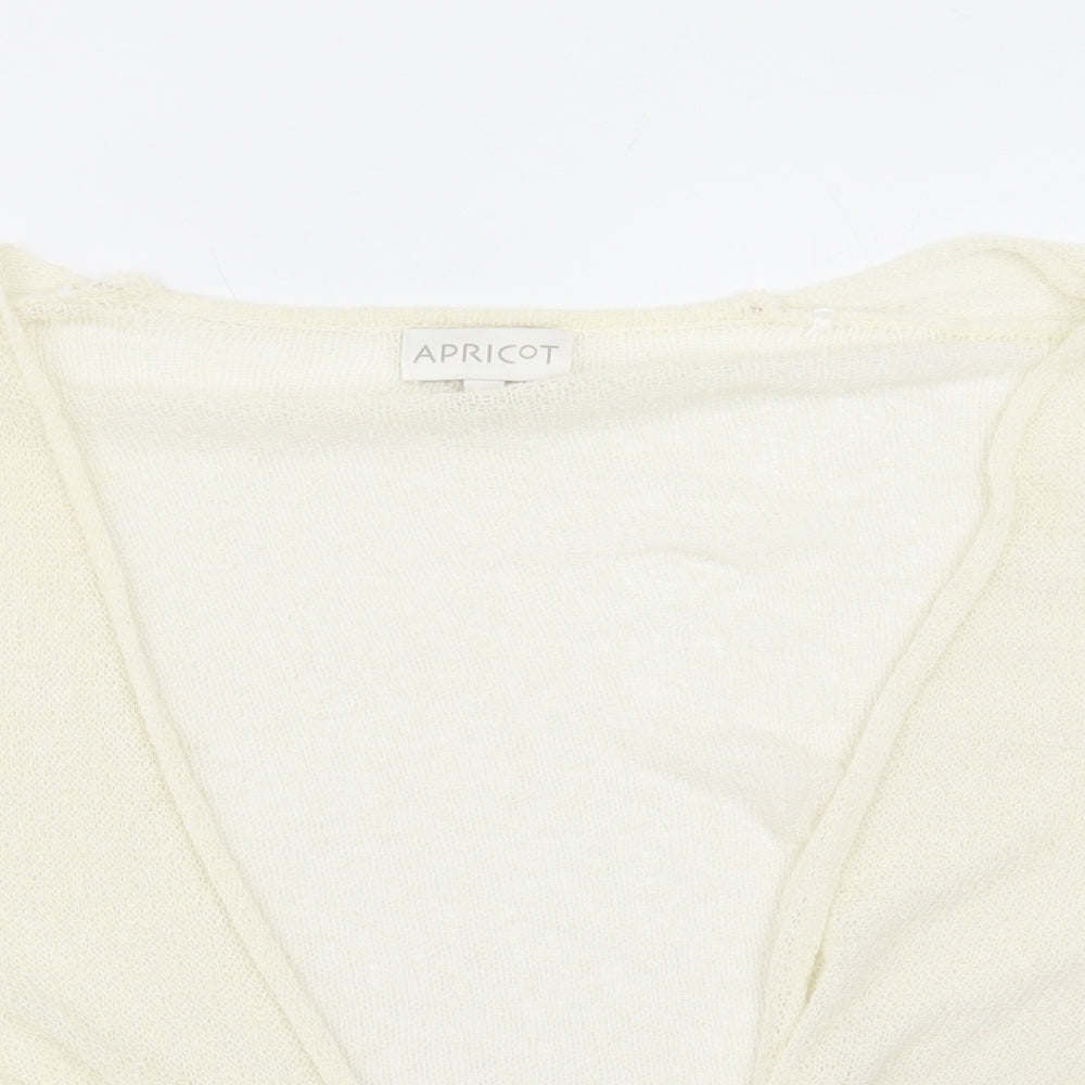 Apricot Womens Ivory V-Neck Acrylic Cardigan Jumper Size M