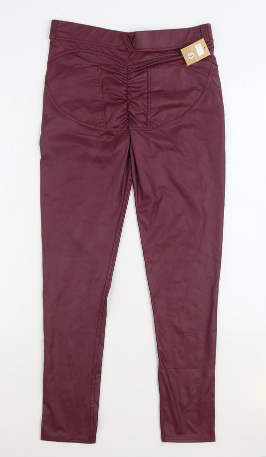 Preworn Womens Purple Polyurethane Jegging Trousers Size XL L28 in Regular - Ruched