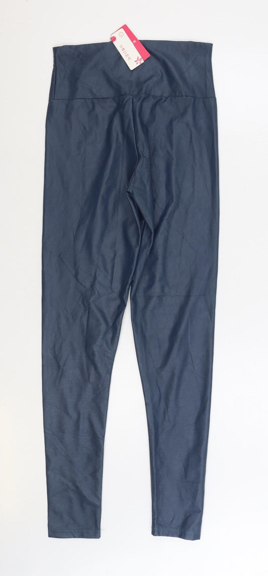 Preworn Womens Blue Polyurethane Jogger Leggings Size L L30 in