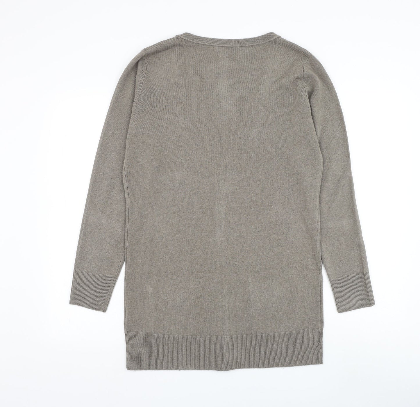 Evie Womens Brown V-Neck Acrylic Cardigan Jumper Size 10