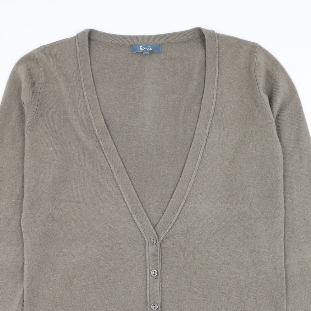 Evie Womens Brown V-Neck Acrylic Cardigan Jumper Size 10