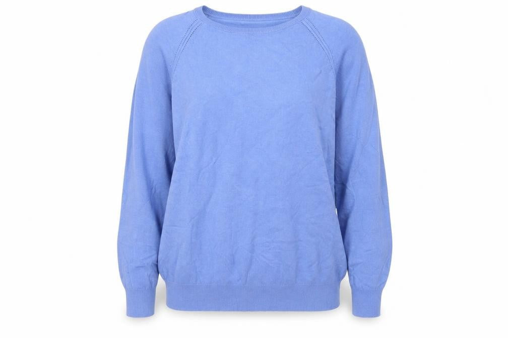 Dunnes Womens Blue Round Neck Viscose Pullover Jumper Size L