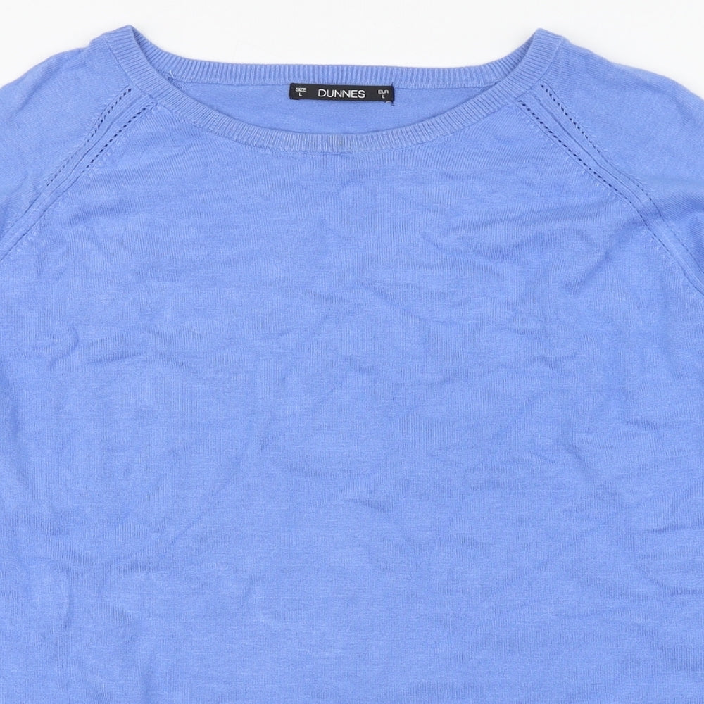 Dunnes Stores Womens Blue Round Neck Viscose Pullover Jumper Size L