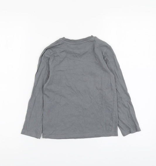 By Very Boys Grey Cotton Basic T-Shirt Size 6-7 Years Round Neck Pullover
