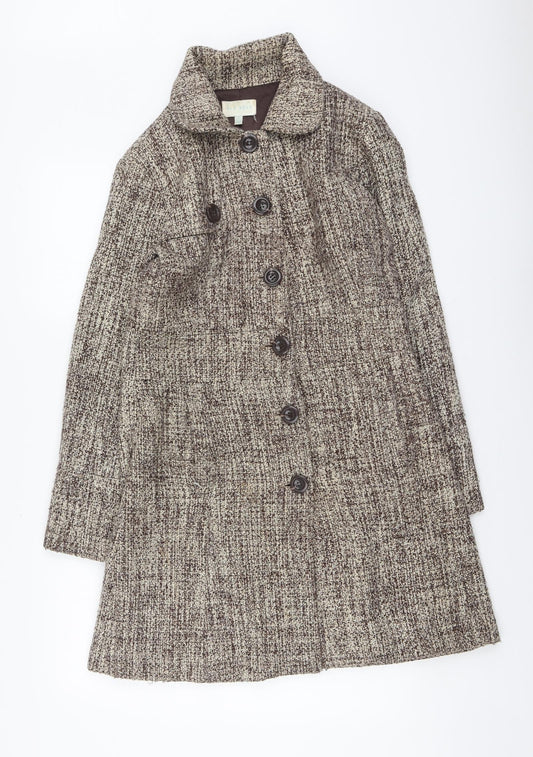 Blu Aqua Womens Brown Pea Coat Coat Size L Button