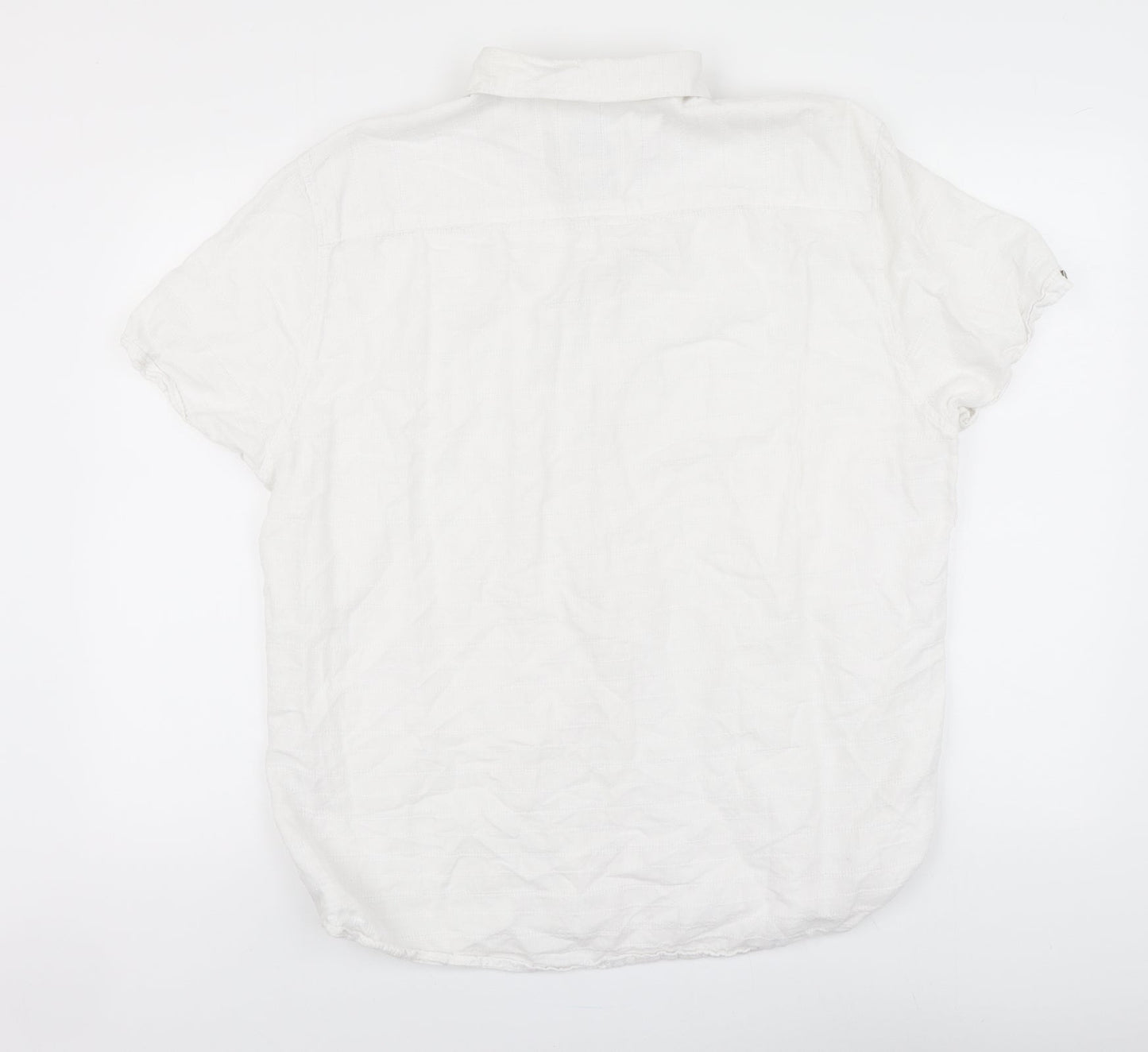 F&F Mens White Linen Button-Up Size XL Collared Button