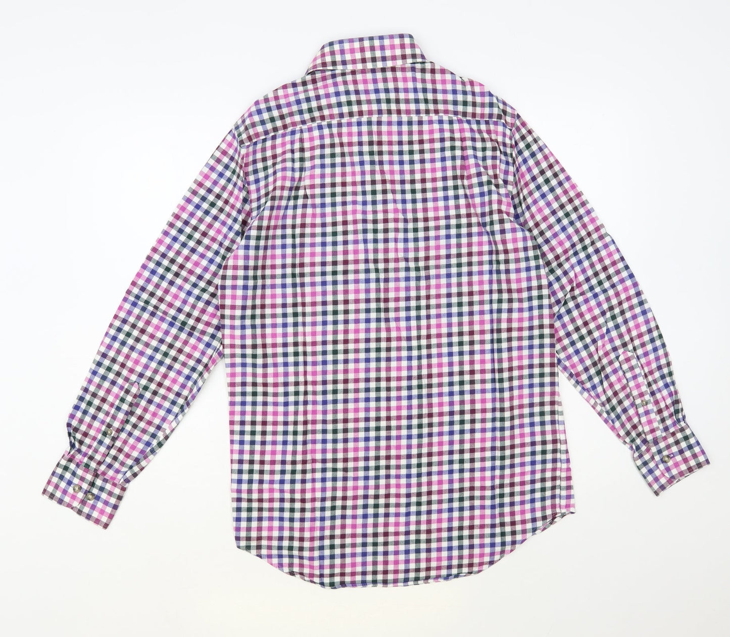 Marks and Spencer Mens Multicoloured Check Cotton Button-Up Size 14.5 Collared Button
