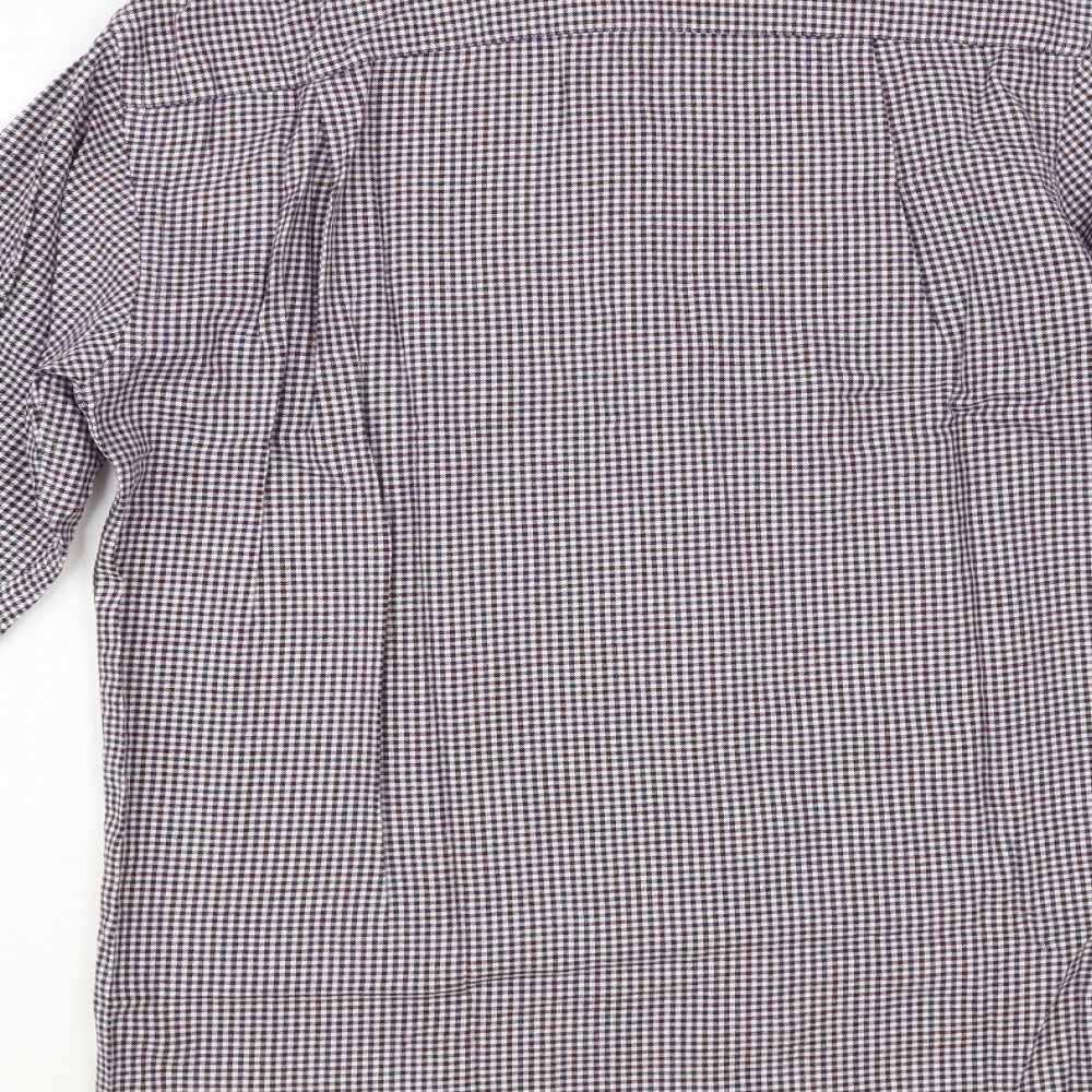 Marks and Spencer Mens Multicoloured Check Cotton Button-Up Size 14.5 Collared Button
