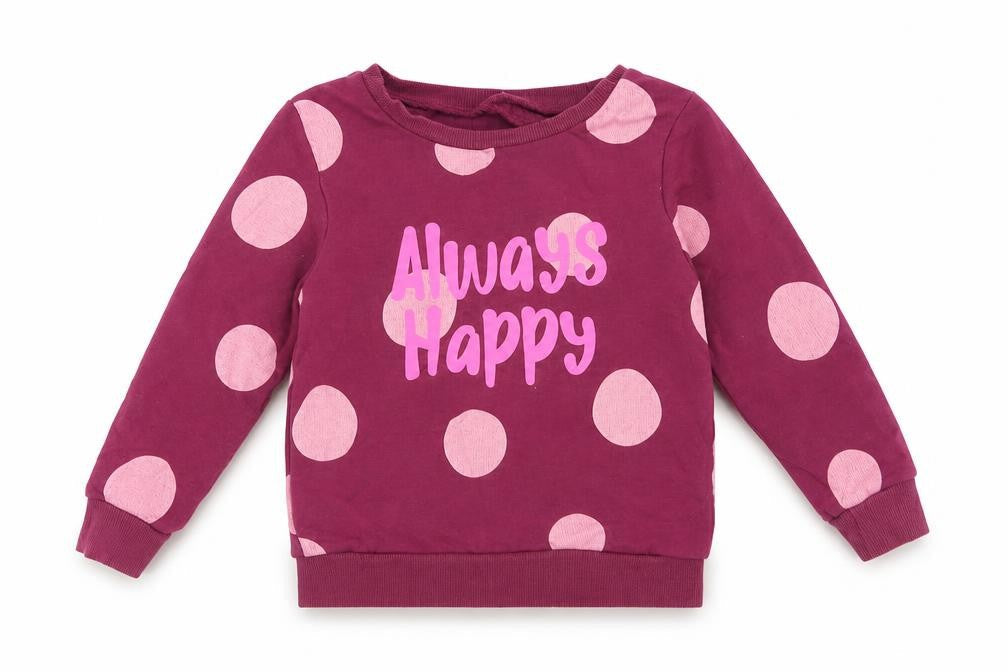 Dunnes Girls Purple Polka Dot Cotton Pullover Sweatshirt Size 2-3 Years Pullover - Always Happy