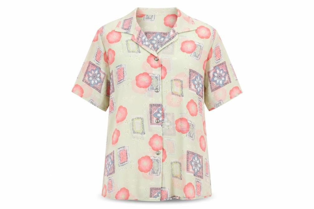Gypsy Rose Womens Green Floral Polyester Basic Button-Up Size S Collared