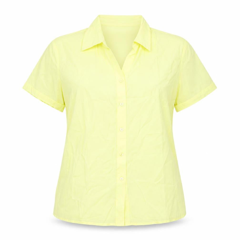 Dunnes Womens Yellow Viscose Basic Button-Up Size 14 Collared