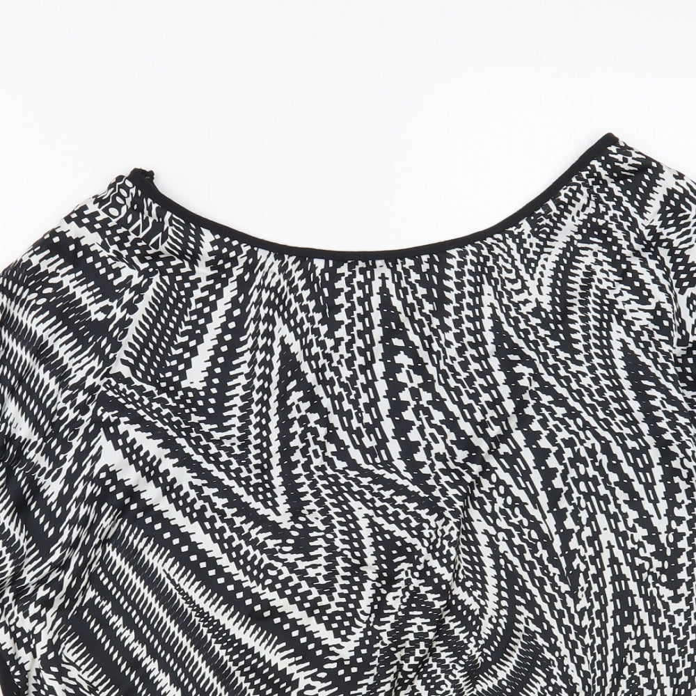 Shop 1 One Womens Black Geometric Polyester Basic Blouse Size L Boat Neck