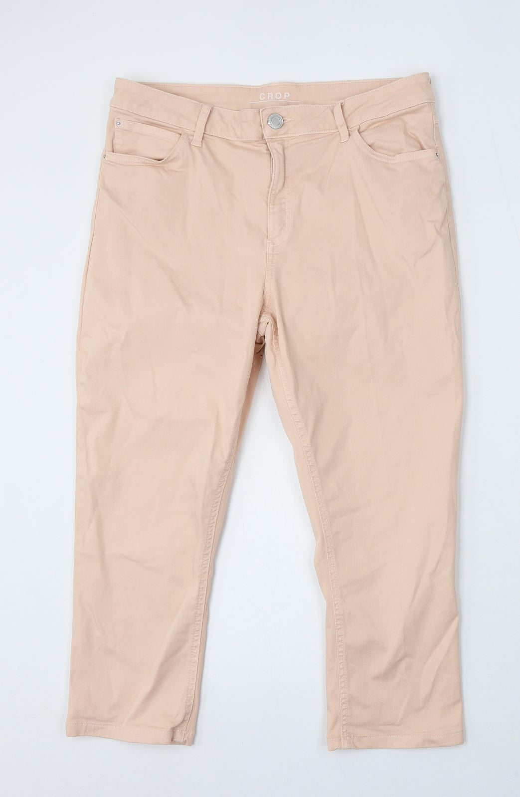 Preworn Womens Pink Cropped Jeans Size 34 in L22 in Regular Button