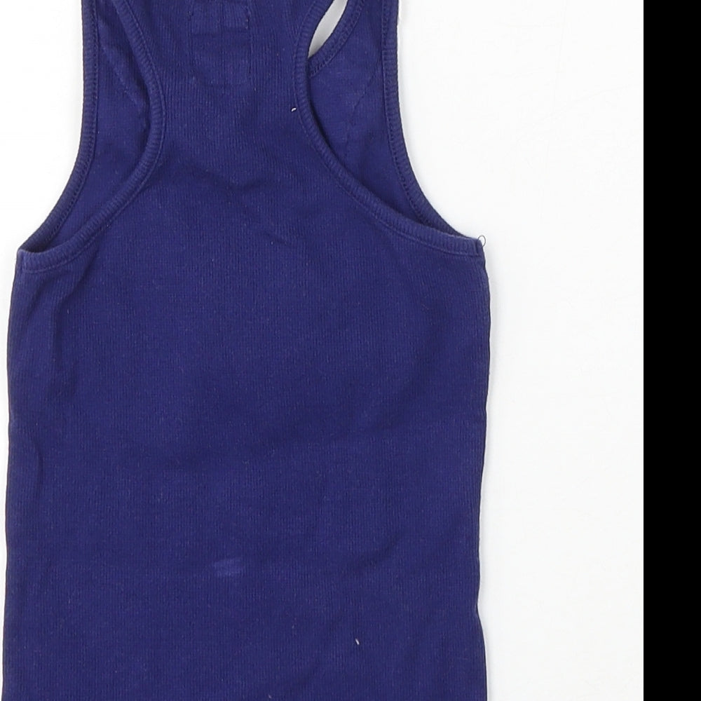 TU Girls Blue Cotton Basic Tank Size 5 Years Round Neck