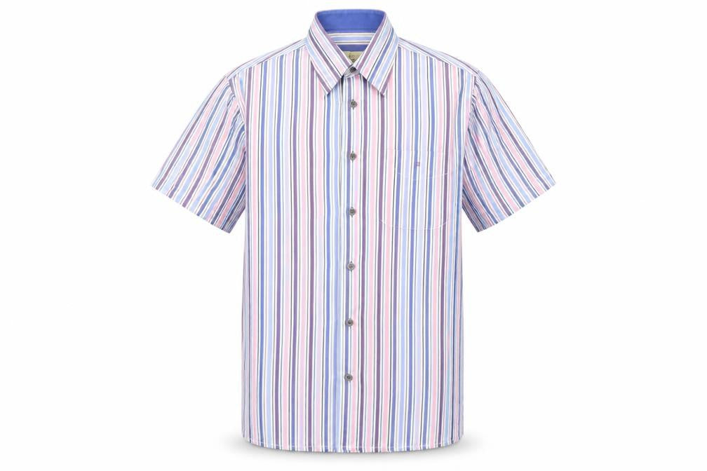 Daniel Graham Mens Multicoloured Striped Polyester Button-Up Size M Collared Button