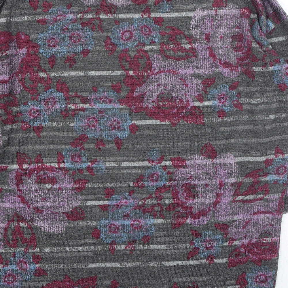 Marks and Spencer Womens Multicoloured Round Neck Floral Polyester Pullover Jumper Size 8