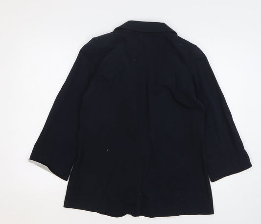 Denim & Co. Womens Blue Cotton Jacket Blazer Size 10