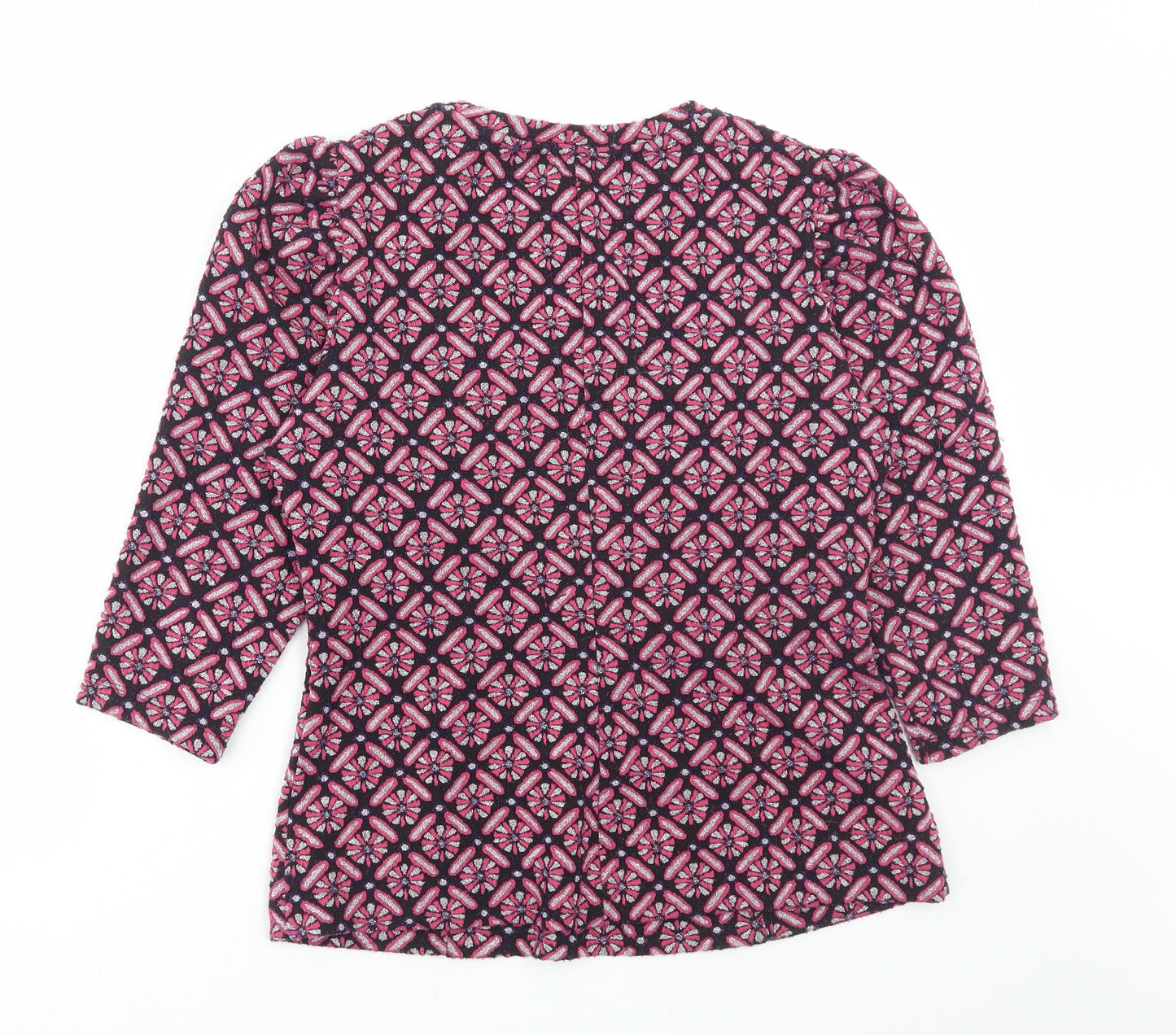 Savida Womens Pink Geometric Polyester Basic T-Shirt Size M Round Neck