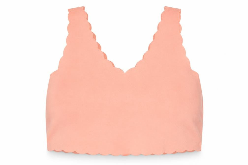 Topshop Womens Orange Polyester Cropped Tank Size 10 V-Neck - Scallop Hem, Neon