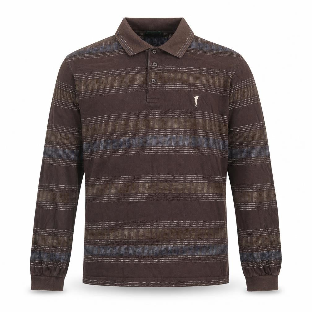 GOLFINO Mens Brown Geometric Cotton Polo Size 40 Collared Button