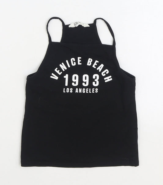 H&M Girls Black Cotton Camisole Tank Size 9-10 Years Square Neck Pullover - Venice Beach