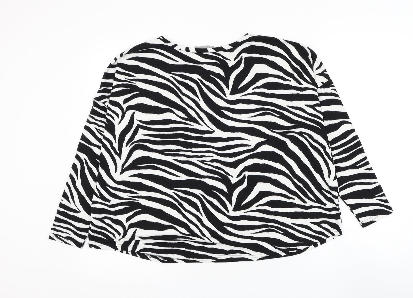 New Look Womens White Round Neck Animal Print Polyester Pullover Jumper Size S - Zebra Print