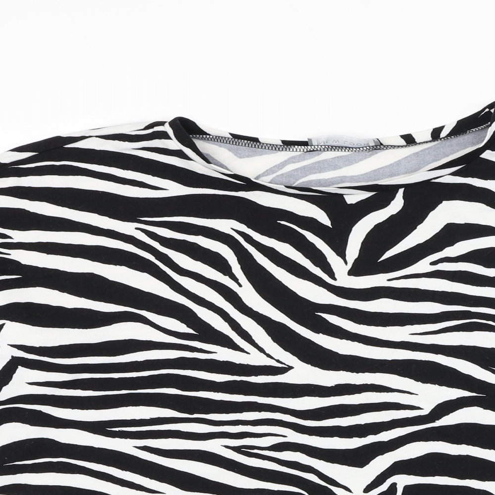 New Look Womens White Round Neck Animal Print Polyester Pullover Jumper Size S - Zebra Print
