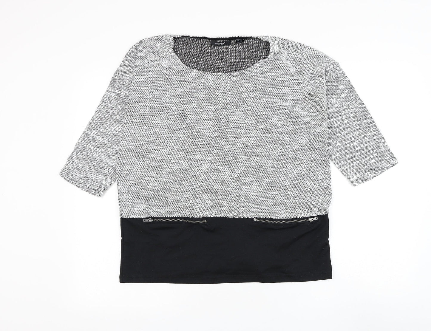 ESMARA Womens Grey Round Neck Cotton Pullover Jumper Size 10