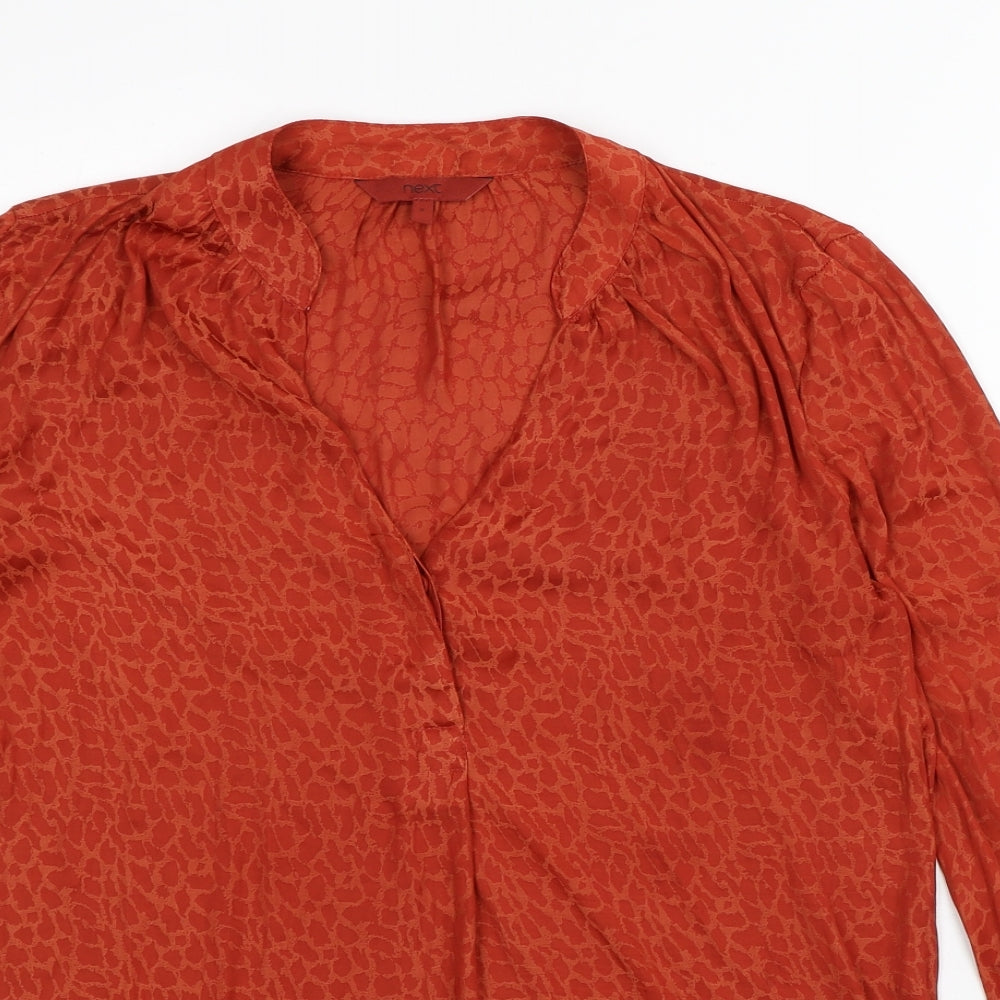 NEXT Womens Red Animal Print Basic Blouse Size 6 V-Neck - Snake Print