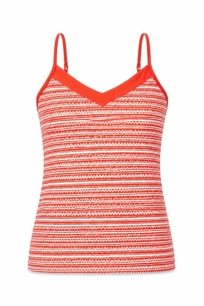 Dunnes Womens Red Striped Viscose Basic Tank Size M V-Neck