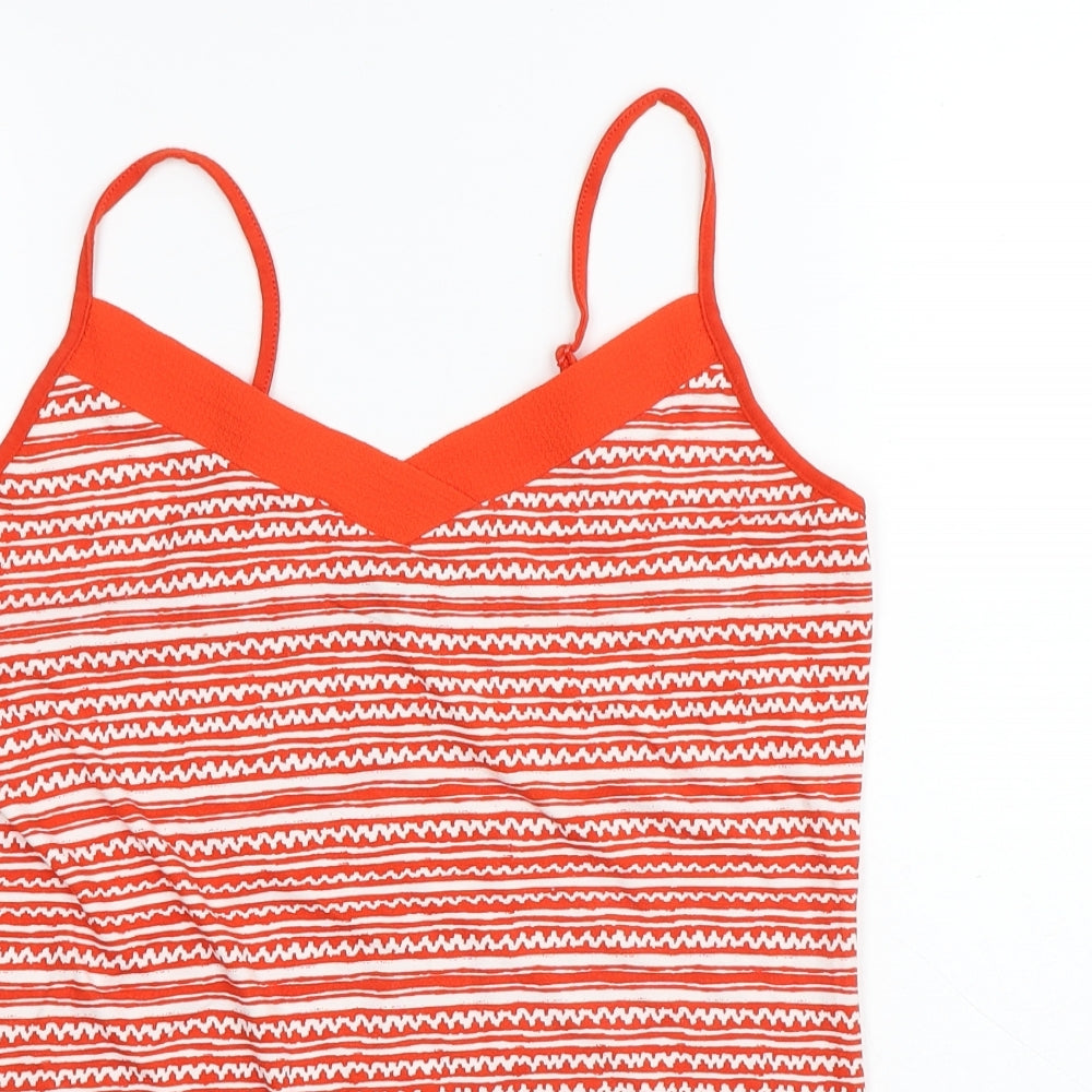 Dunnes Stores Womens Red Striped Viscose Basic Tank Size M V-Neck