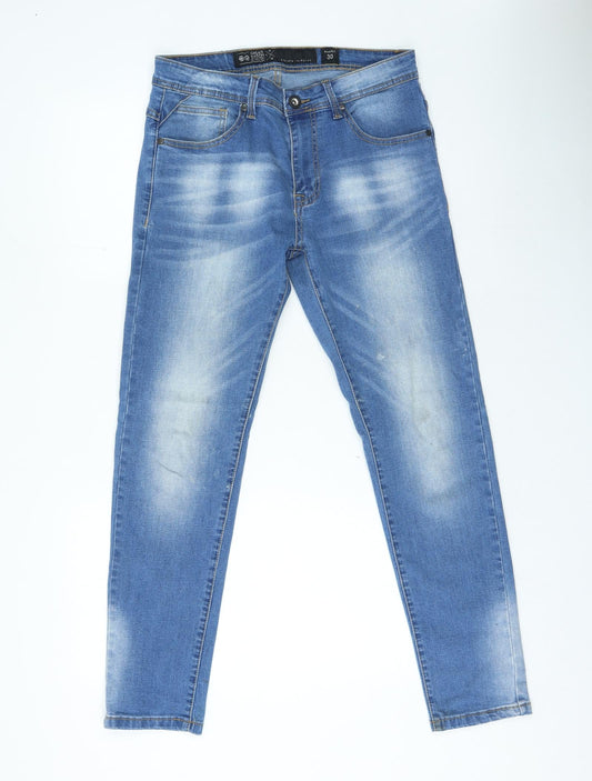 Cross Hatch Womens Blue Cotton Skinny Jeans Size 32 L30 in Regular Zip