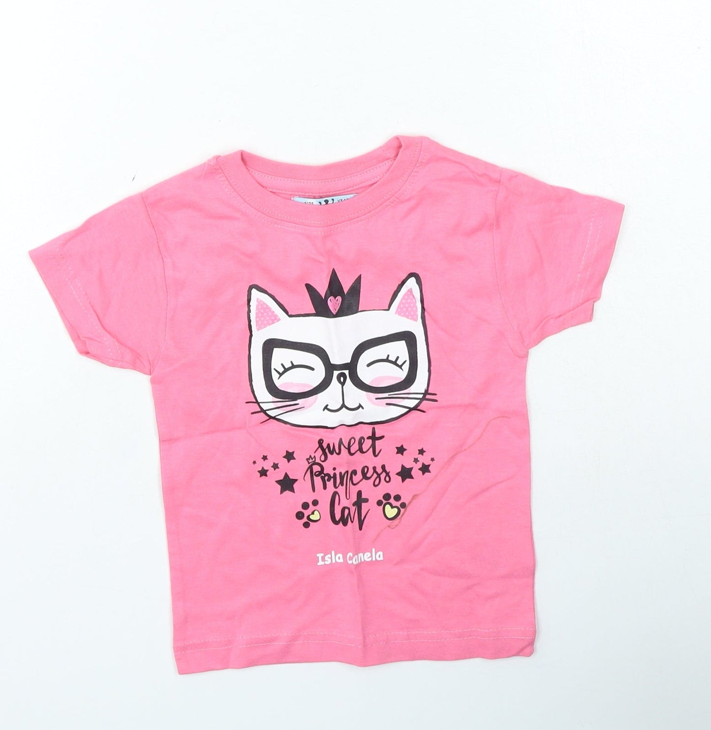 Native world Girls Pink Cotton Basic Casual Size 2 Years Round Neck Pullover - Cat