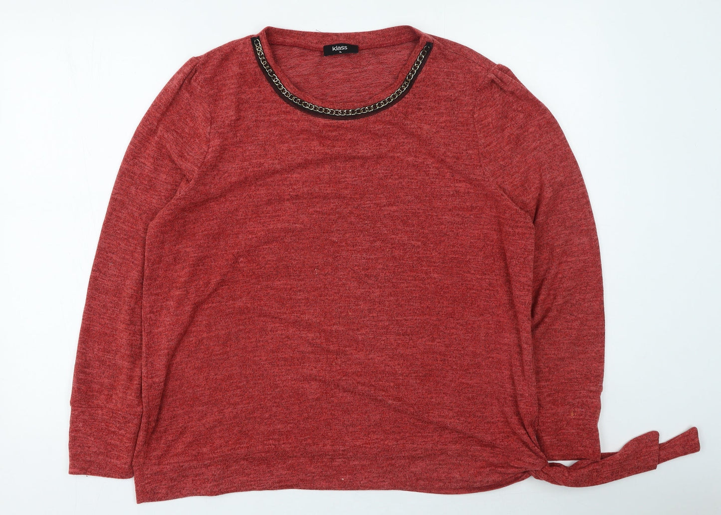Klass Womens Orange Round Neck Viscose Pullover Jumper Size XL