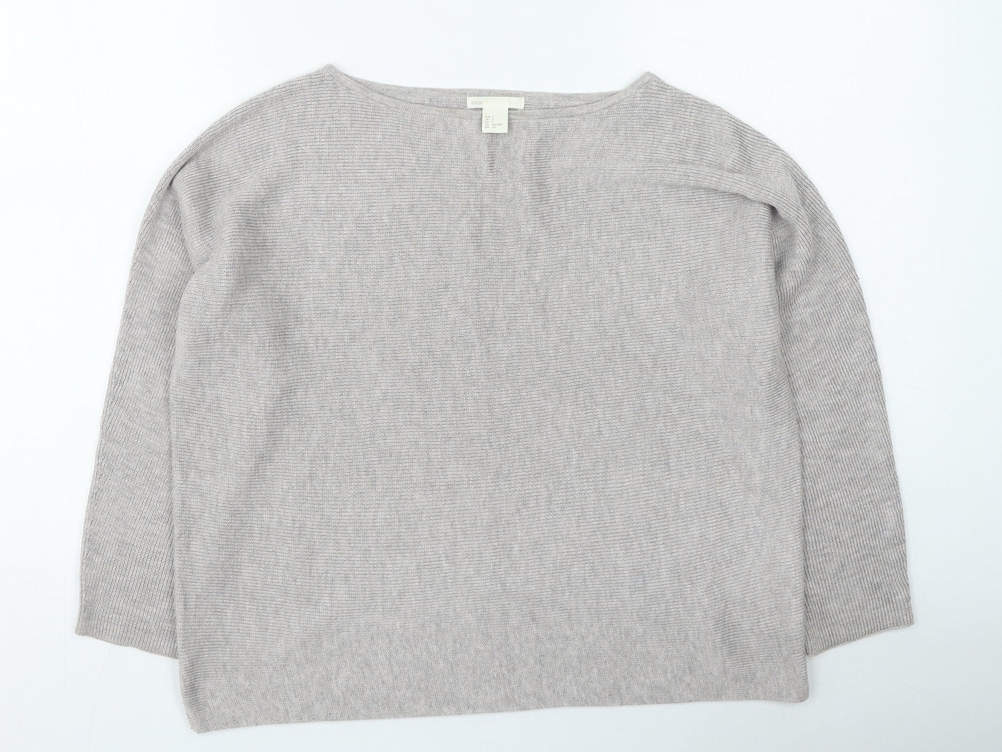 H&M Womens Beige Round Neck Polyester Pullover Jumper Size S