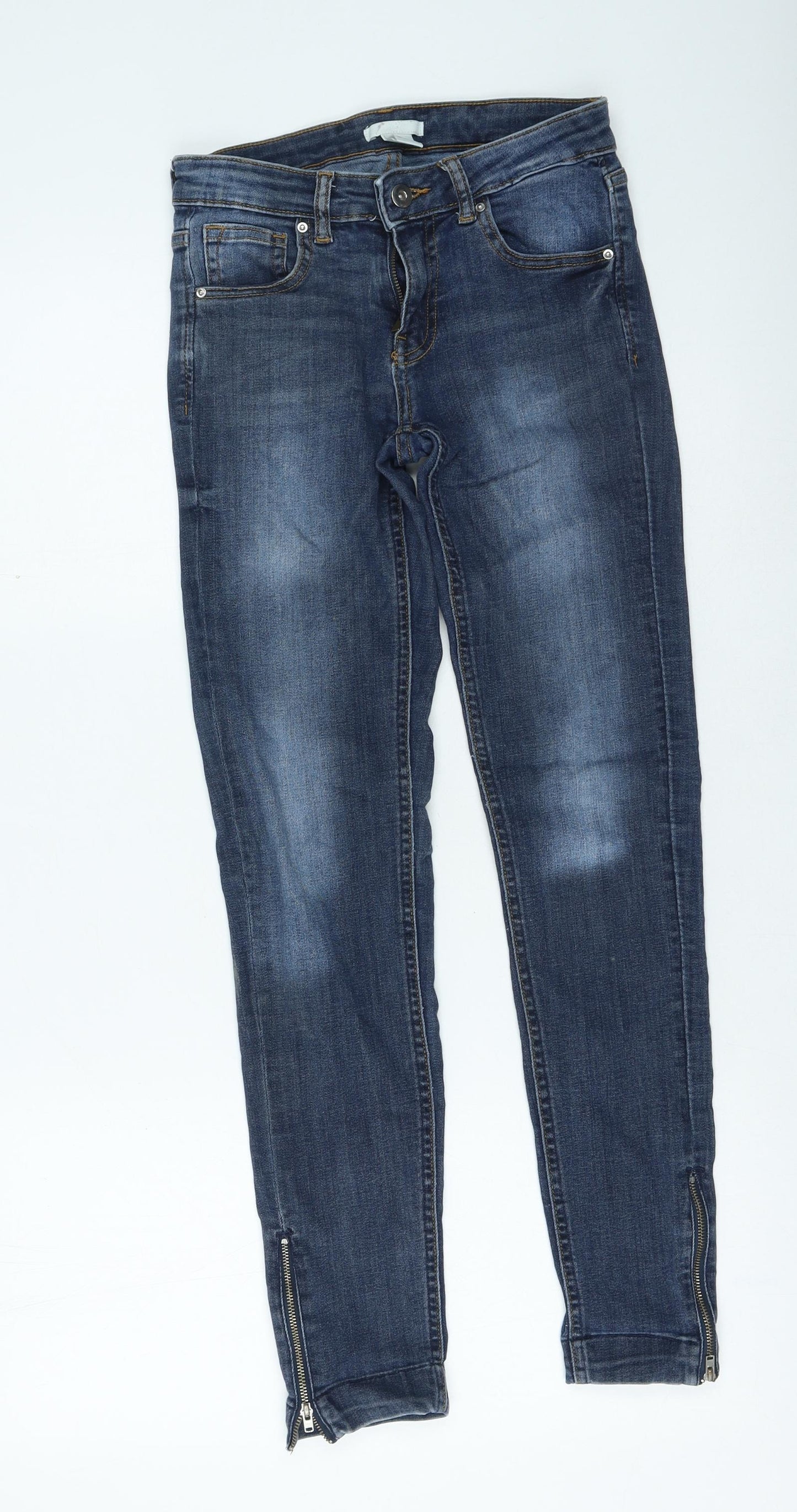 H&M Womens Blue Cotton Skinny Jeans Size 27 in L27.5 in Regular Zip