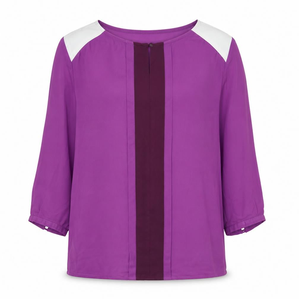 Mexx Womens Purple Polyester Basic Blouse Size 8 Round Neck