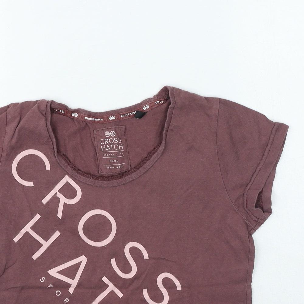 Crosshatch Womens Purple Cotton Basic T-Shirt Size S Round Neck
