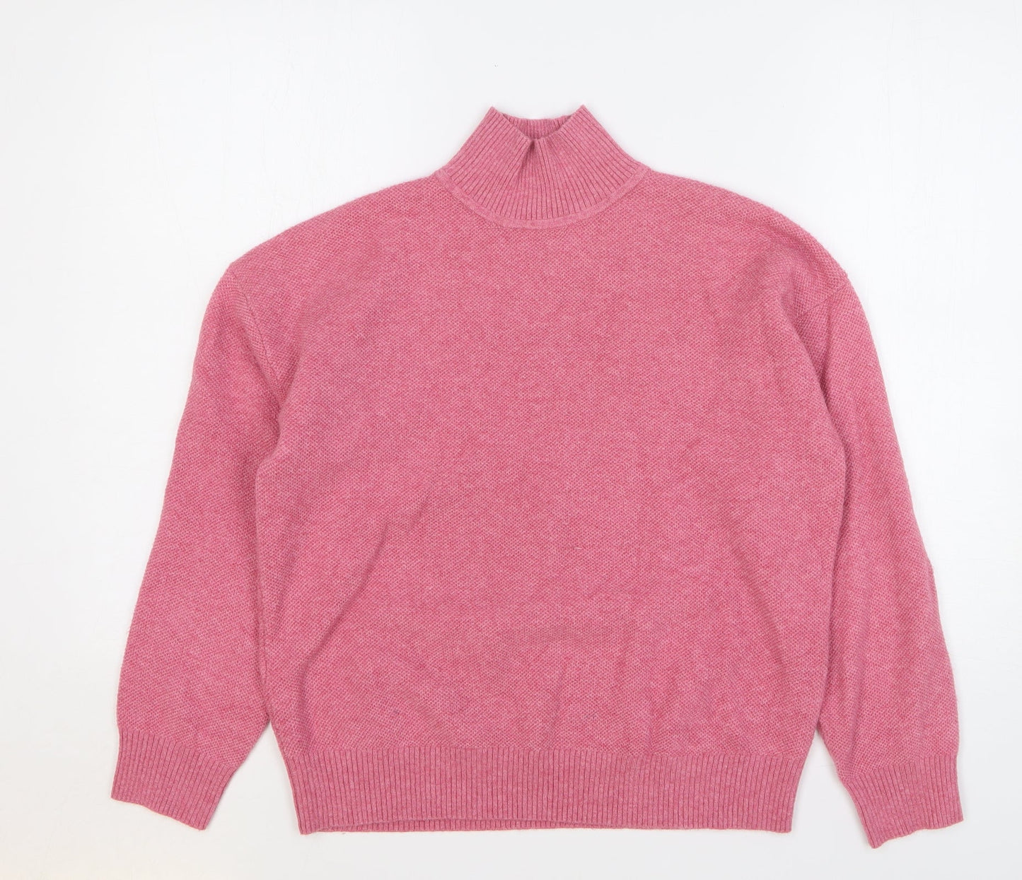 Marks and Spencer Womens Pink High Neck Polyester Pullover Jumper Size S