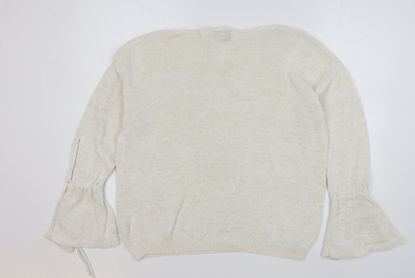 Papaya Womens Beige Round Neck Cotton Pullover Jumper Size L