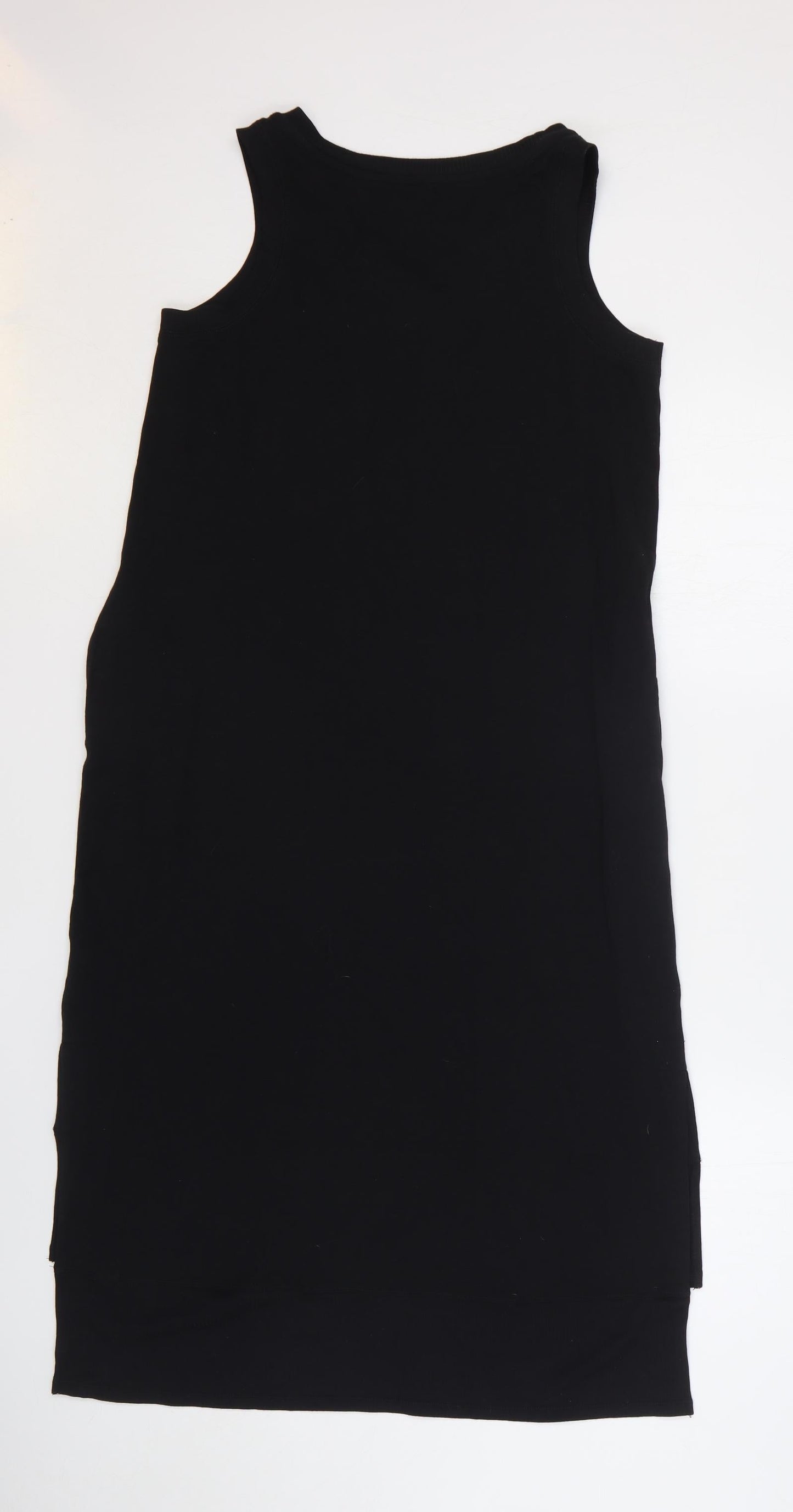 AnyBody Womens Black Cotton Tank Dress Size S V-Neck Pullover
