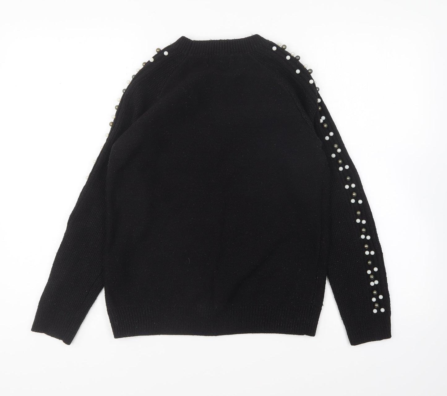 Papaya Womens Black Round Neck Acrylic Pullover Jumper Size 8