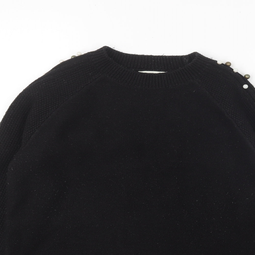 Papaya Womens Black Round Neck Acrylic Pullover Jumper Size 8