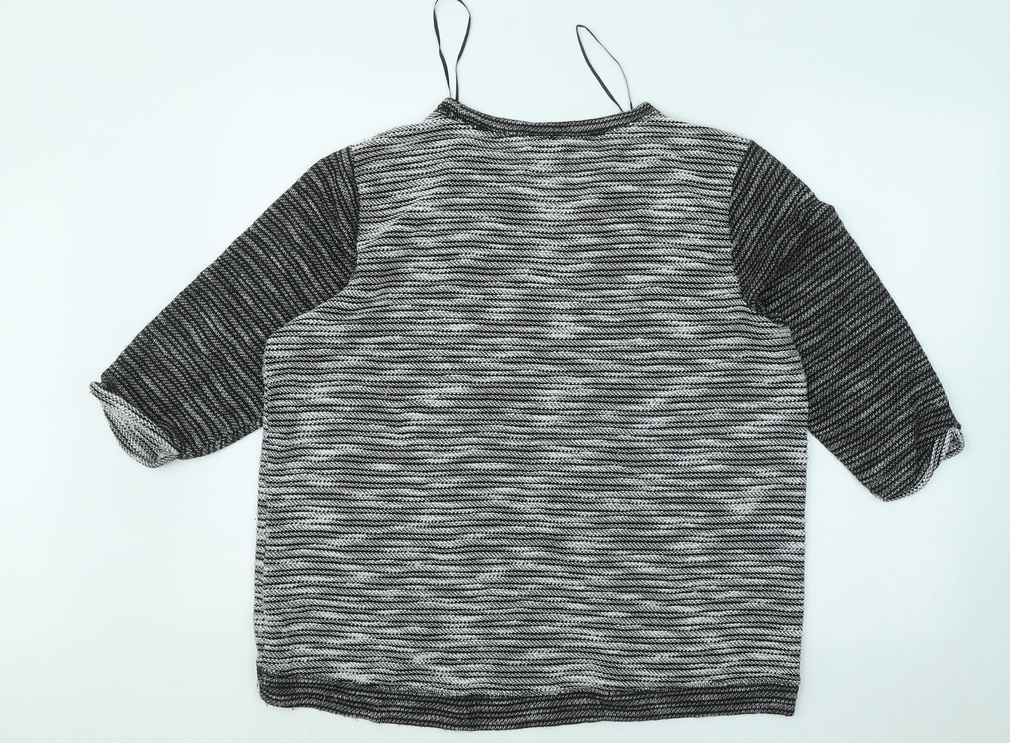 H&M Womens Grey Round Neck Geometric Polyester Pullover Jumper Size L