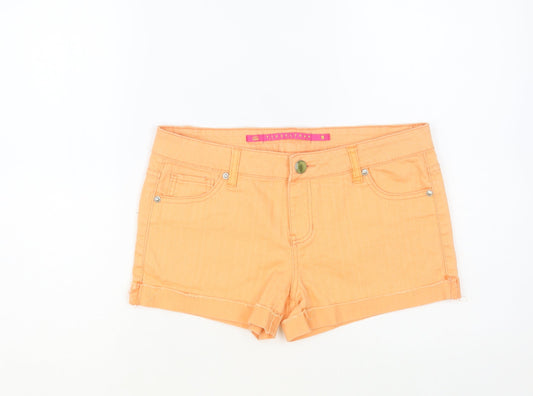 Tinseltown Womens Orange Cotton Hot Pants Shorts Size M L3 in Regular Button
